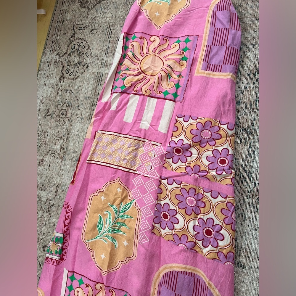 Japna Pink and Orange Patterned Midi Dress - Picture 2 of 4